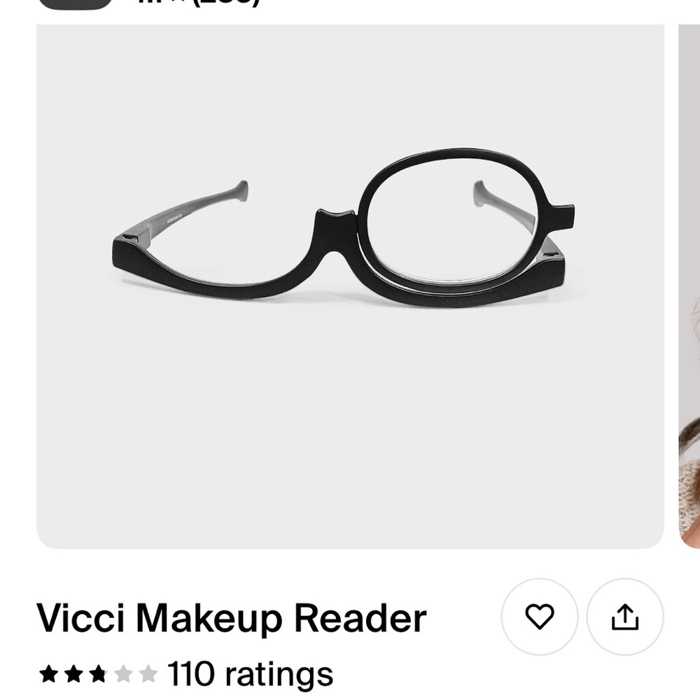 Vicci Black Makeup Reader Glasses +1.50 lense power. 
Pink drawstring pouch.